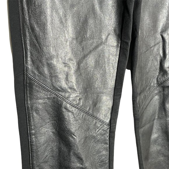 Paige Womens Pants Size Large Solid Black Leather Front Ponte Knit Leggings - Picture 4 of 8